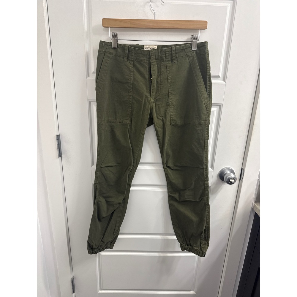Nili Lotan Shon Pant Olive‎ Green Utility Curved Leg Crop Jogger Size 2 111/88